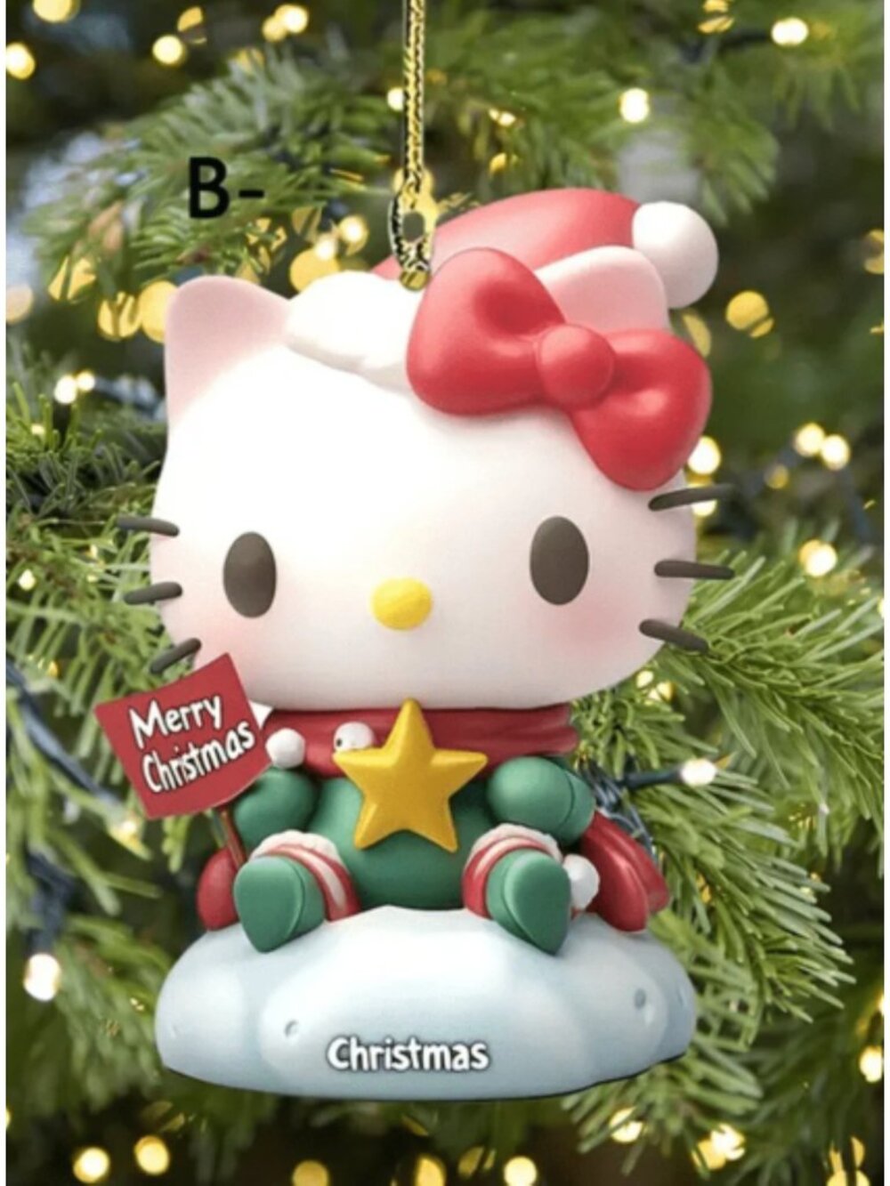 Hello Kitty Merry Christmas 2D Ornament Cute Multicolor Acrylic Holiday Decor
